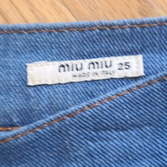 MIU MIU PRADA CROPPED CAPRI BLUE LOW RISE SKINNY JEANS STRETCH sz 25 - Picture 7 of 8